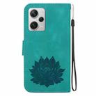 For Xiaomi Redmi Note 12 Pro+ Lotus Embossed Leather Phone Case(Green) - 3