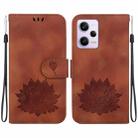 For Xiaomi Redmi Note 12 Pro 5G Global Lotus Embossed Leather Phone Case(Brown) - 1