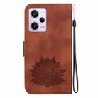 For Xiaomi Redmi Note 12 Pro 5G Global Lotus Embossed Leather Phone Case(Brown) - 3