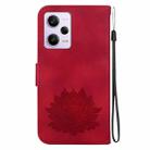 For Xiaomi Redmi Note 12 Pro 5G Global Lotus Embossed Leather Phone Case(Red) - 3