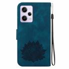 For Xiaomi Redmi Note 12 Pro Speed Lotus Embossed Leather Phone Case(Dark Blue) - 3