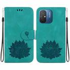 For Xiaomi Redmi 12C / 11A Lotus Embossed Leather Phone Case(Green) - 1