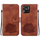 For Xiaomi Redmi 10C / Redmi 10 India Lotus Embossed Leather Phone Case(Brown) - 1