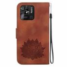 For Xiaomi Redmi 10C / Redmi 10 India Lotus Embossed Leather Phone Case(Brown) - 3