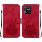 For Xiaomi Redmi 10C / Redmi 10 India Lotus Embossed Leather Phone Case(Red) - 1