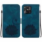 For Xiaomi Redmi 10 Power India Lotus Embossed Leather Phone Case(Dark Blue) - 1