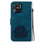 For Xiaomi Redmi 10 Power India Lotus Embossed Leather Phone Case(Dark Blue) - 3