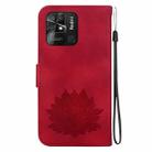 For Xiaomi Redmi 10 Power India Lotus Embossed Leather Phone Case(Red) - 3