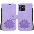 For Xiaomi Redmi 10 Power India Lotus Embossed Leather Phone Case(Purple) - 1