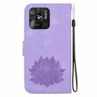 For Xiaomi Redmi 10 Power India Lotus Embossed Leather Phone Case(Purple) - 3