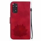 For Xiaomi Redmi Note 11 Global / Note 11S Lotus Embossed Leather Phone Case(Red) - 3