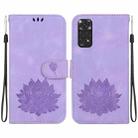 For Xiaomi Redmi Note 11 Global / Note 11S Lotus Embossed Leather Phone Case(Purple) - 1