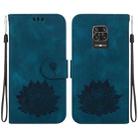 For Xiaomi Redmi Note 9 Pro / Note 9S Lotus Embossed Leather Phone Case(Dark Blue) - 1