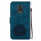 For Xiaomi Redmi Note 9 Pro / Note 9S Lotus Embossed Leather Phone Case(Dark Blue) - 3