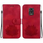 For Xiaomi Redmi Note 9 Pro / Note 9S Lotus Embossed Leather Phone Case(Red) - 1