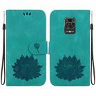For Xiaomi Redmi Note 9 Pro / Note 9S Lotus Embossed Leather Phone Case(Green) - 1