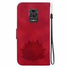 For Xiaomi Redmi Note 9 Pro Max Lotus Embossed Leather Phone Case(Red) - 3