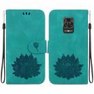 For Xiaomi Redmi Note 9 Pro Max Lotus Embossed Leather Phone Case(Green) - 1