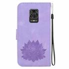 For Xiaomi Redmi Note 9 Pro Max Lotus Embossed Leather Phone Case(Purple) - 3