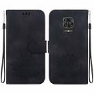For Xiaomi Redmi Note 9 Pro Max Lotus Embossed Leather Phone Case(Black) - 1