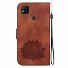 For Xiaomi Redmi 9C / 9 Activ Lotus Embossed Leather Phone Case(Brown) - 3