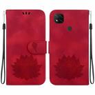 For Xiaomi Redmi 9C / 9 Activ Lotus Embossed Leather Phone Case(Red) - 1