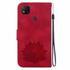 For Xiaomi Redmi 9C / 9 Activ Lotus Embossed Leather Phone Case(Red) - 3