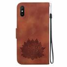 For Xiaomi Redmi 9A / 9i Sport / 9A Sport Lotus Embossed Leather Phone Case(Brown) - 3