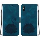 For Xiaomi Redmi 9A / 9i Sport / 9A Sport Lotus Embossed Leather Phone Case(Dark Blue) - 1