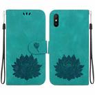 For Xiaomi Redmi 9A / 9i Sport / 9A Sport Lotus Embossed Leather Phone Case(Green) - 1