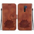 For Xiaomi Redmi 9 / 9 Prime Lotus Embossed Leather Phone Case(Brown) - 1