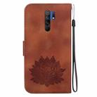 For Xiaomi Redmi 9 / 9 Prime Lotus Embossed Leather Phone Case(Brown) - 3