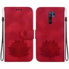 For Xiaomi Redmi 9 / 9 Prime Lotus Embossed Leather Phone Case(Red) - 1