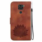 For Xiaomi Redmi Note 9 / Redmi 10X 4G Lotus Embossed Leather Phone Case(Brown) - 3