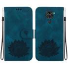 For Xiaomi Redmi Note 9 / Redmi 10X 4G Lotus Embossed Leather Phone Case(Dark Blue) - 1