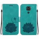 For Xiaomi Redmi Note 9 / Redmi 10X 4G Lotus Embossed Leather Phone Case(Green) - 1