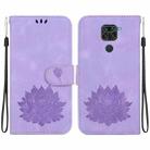 For Xiaomi Redmi Note 9 / Redmi 10X 4G Lotus Embossed Leather Phone Case(Purple) - 1