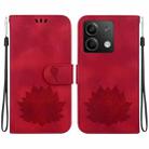 For Xiaomi Redmi Note 13 5G Lotus Embossed Leather Phone Case(Red) - 1