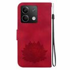 For Xiaomi Redmi Note 13 5G Lotus Embossed Leather Phone Case(Red) - 3