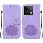 For Xiaomi Redmi Note 13 5G Lotus Embossed Leather Phone Case(Purple) - 1