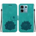 For Xiaomi Redmi Note 13 Pro 5G Lotus Embossed Leather Phone Case(Green) - 1