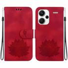 For Xiaomi Redmi Note 13 Pro+ 5G Lotus Embossed Leather Phone Case(Red) - 1