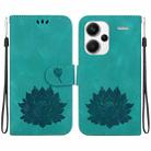 For Xiaomi Redmi Note 13 Pro+ 5G Lotus Embossed Leather Phone Case(Green) - 1