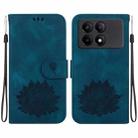 For Xiaomi Redmi K70E Lotus Embossed Leather Phone Case(Dark Blue) - 1