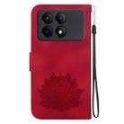 For Xiaomi Redmi K70E Lotus Embossed Leather Phone Case(Red) - 3