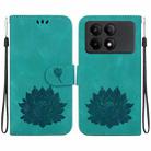 For Xiaomi Redmi K70E Lotus Embossed Leather Phone Case(Green) - 1