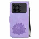 For Xiaomi Redmi K70E Lotus Embossed Leather Phone Case(Purple) - 3