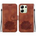 For Xiaomi Redmi Note 13 4G Lotus Embossed Leather Phone Case(Brown) - 1