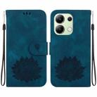 For Xiaomi Redmi Note 13 4G Lotus Embossed Leather Phone Case(Dark Blue) - 1