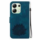 For Xiaomi Redmi Note 13 4G Lotus Embossed Leather Phone Case(Dark Blue) - 3